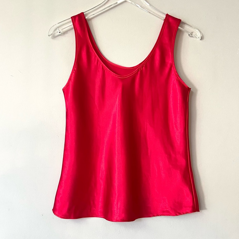 Embroidered Puppy Red Satin Cottagecore Tank - Picture 5 of 6